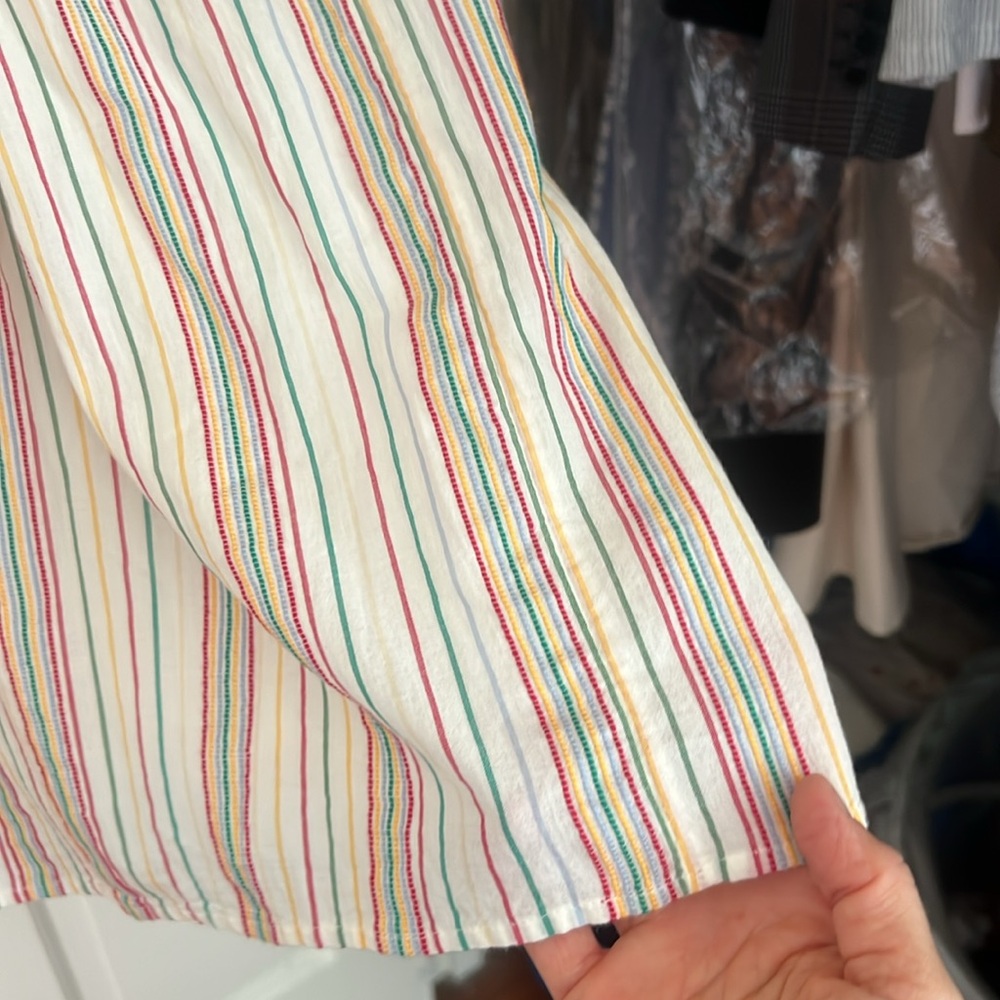 Madewell Tiered Midi Dress in Textured Rainbow Stripe (Size 00) - Picture 6 of 12